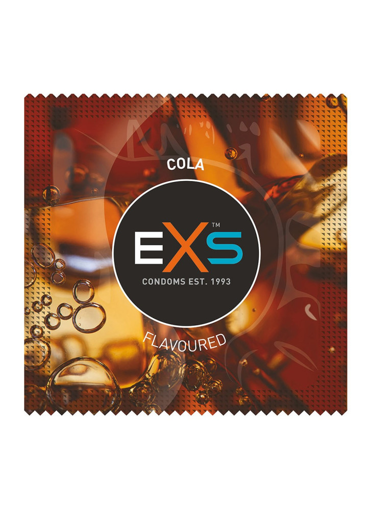 Préservatifs x2 lubrifiés en latex goût cola 54mm - EXS400COLA